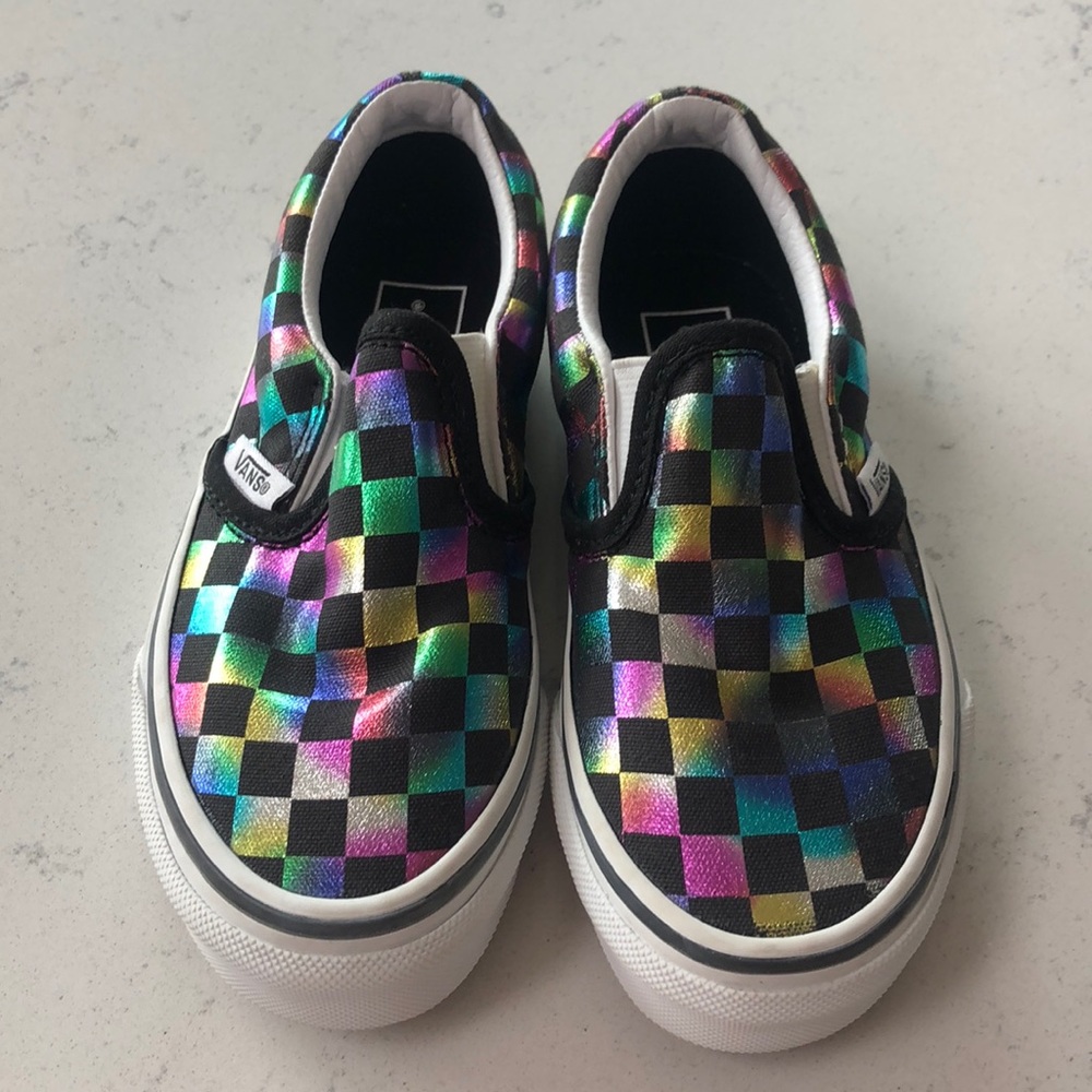 Girls checkered slip on vans
